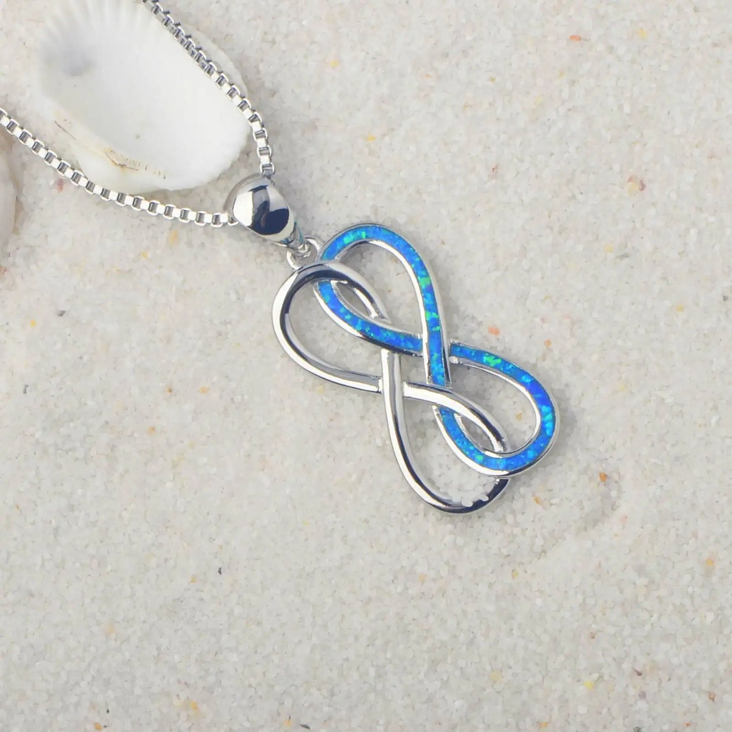 TikTok Viral Infinity Opal Necklace | Blue Eternal Love Jewelry - Ins Trendy Bulk Supply