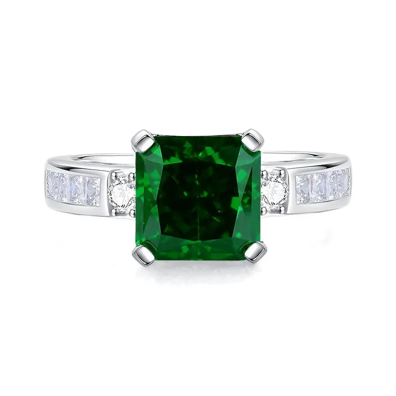 Wholesale 925 Sterling Silver Emerald 5A 8A Zirconia Ring Women Engagement Wedding Rings Custom Jewelry Manufacturing Supplies