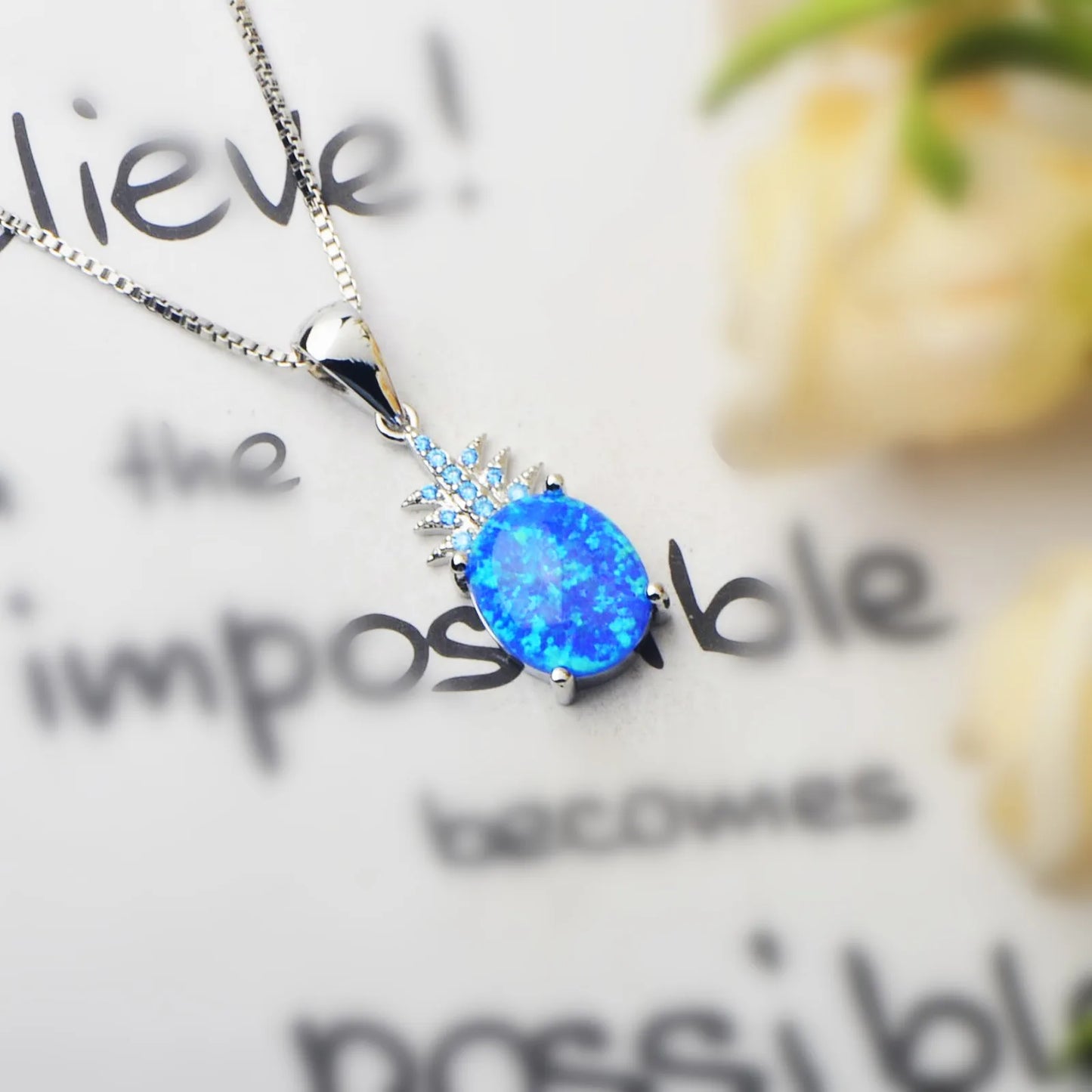 TikTok INS Wind Hawaii Beach Explosion Brass Opal Pineapple Pendant Necklace Cute Style Children's Wholesale Inlaid Charms