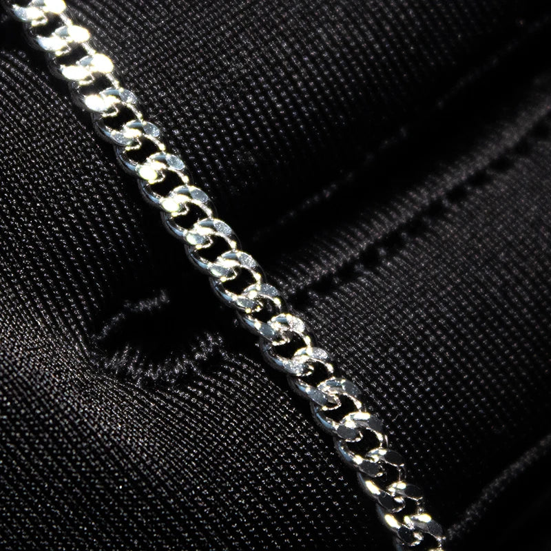 BiG-BOSS Cuban Link Chain Hip Hop Jewelry 3mm 925 Sterling Silver Cadenas Cubanas Fashion Men Necklace