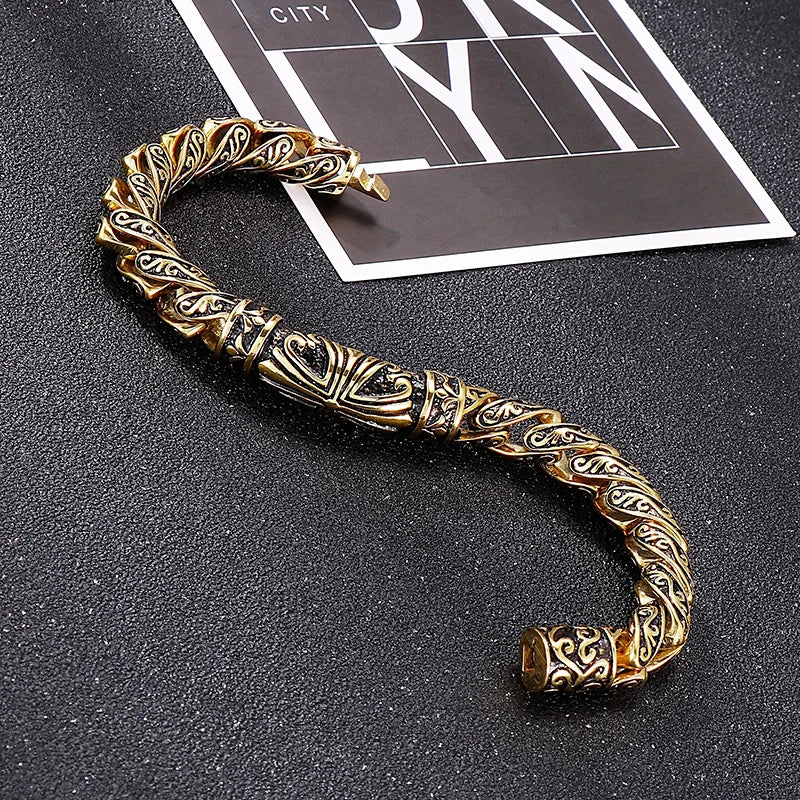KALEN Personality Retro Cast Totem Pattern Bracelet Homme Men Stainless Steel Jewelry Bracelets Bangles for Men