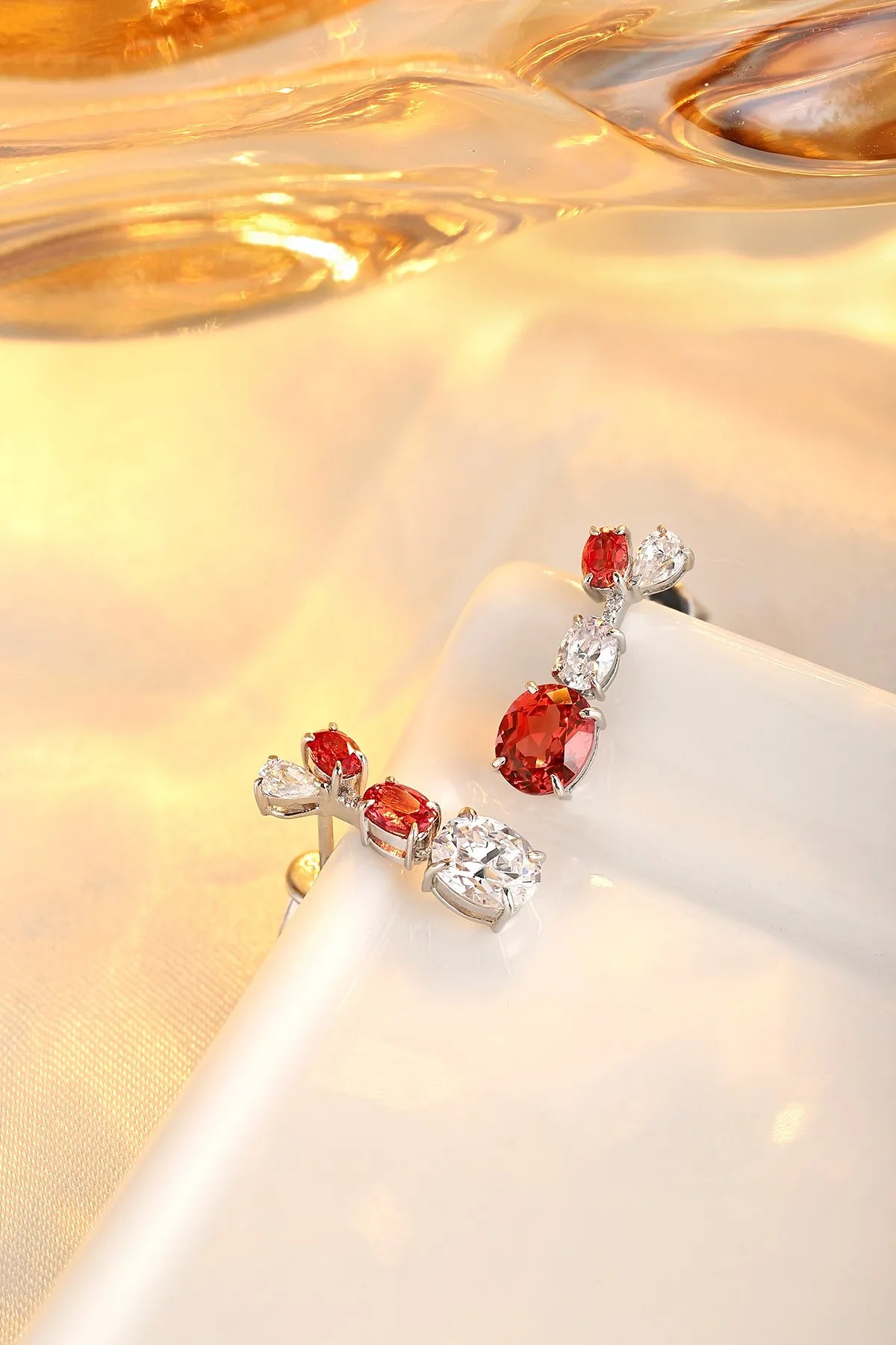 Gemfiori Anster High Quality S925 Lab Grown Ruby Earring Stud Dainty Gemstone Stud Earrings for Women Daily Wear Gift