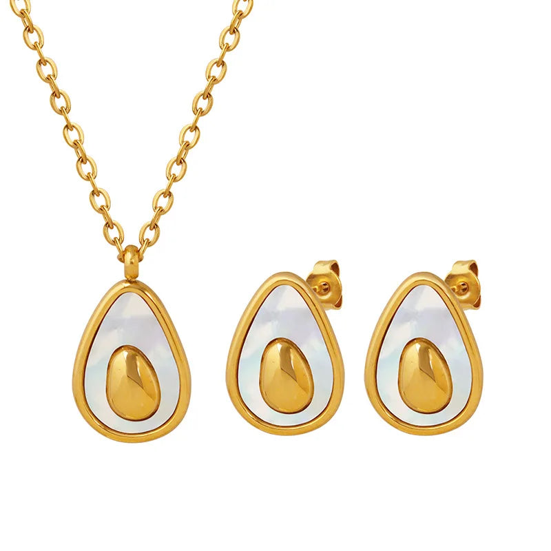 Korean Butterfly Zircon & Pearl Pendant Necklace & Earrings | Gold & Silver Stainless Steel Jewellery