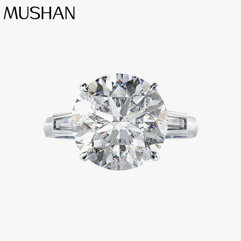 MuShan Jewelry Factory Popular 6ct Round 12mm5A High Carbon Diamond Ring Simulation Diamond Ring in Europe and America
