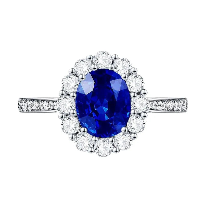 Factory Direct Women 925 Sterling Silver Sapphire Iced Out Blue 5A 8A Zirconia Ring Engagement Wedding Ring Jewelry Manufacturer