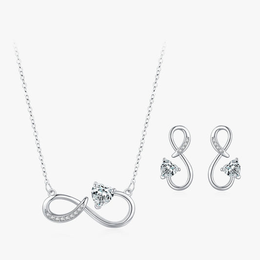 Ailmay 925 Sterling Silver Charm Heart Shining CZ Jewelry Set For Women Romantic Infinite Love Fine Jewelry Valentine's Day Gift
