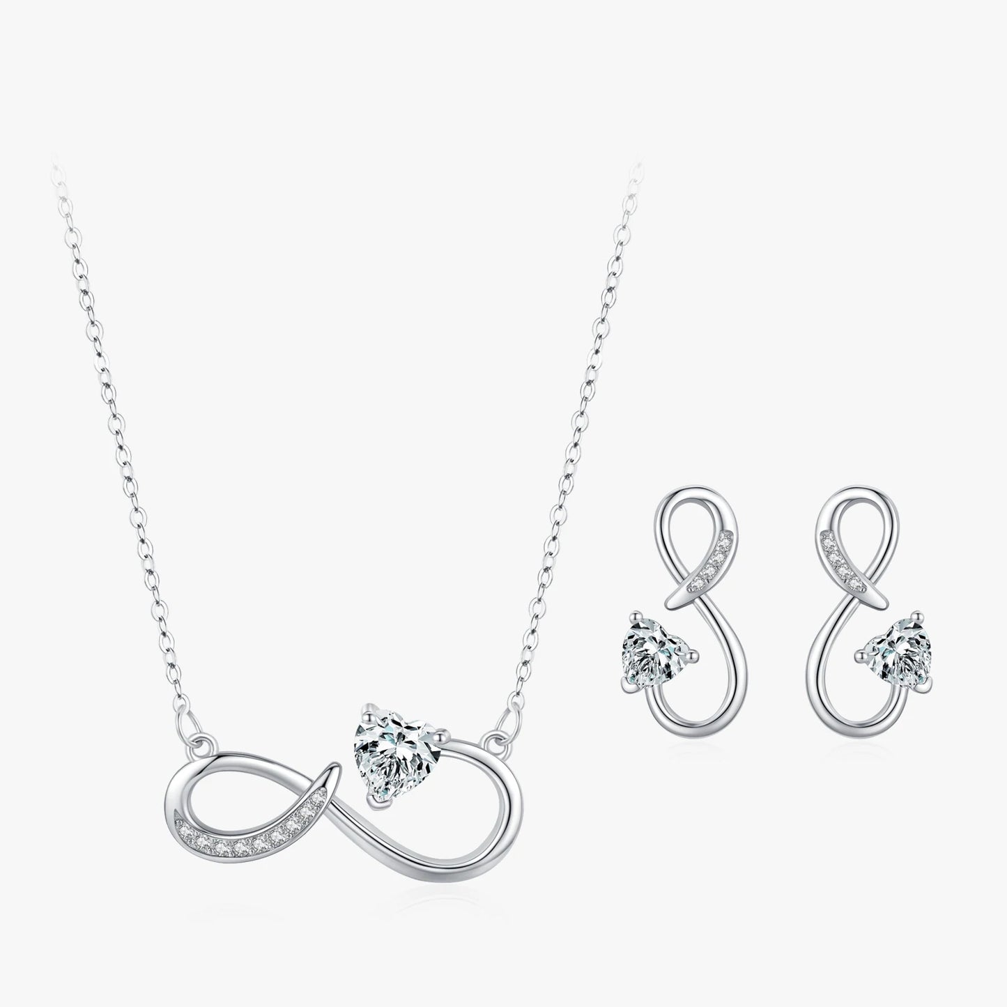 Ailmay 925 Sterling Silver Charm Heart Shining CZ Jewelry Set For Women Romantic Infinite Love Fine Jewelry Valentine's Day Gift