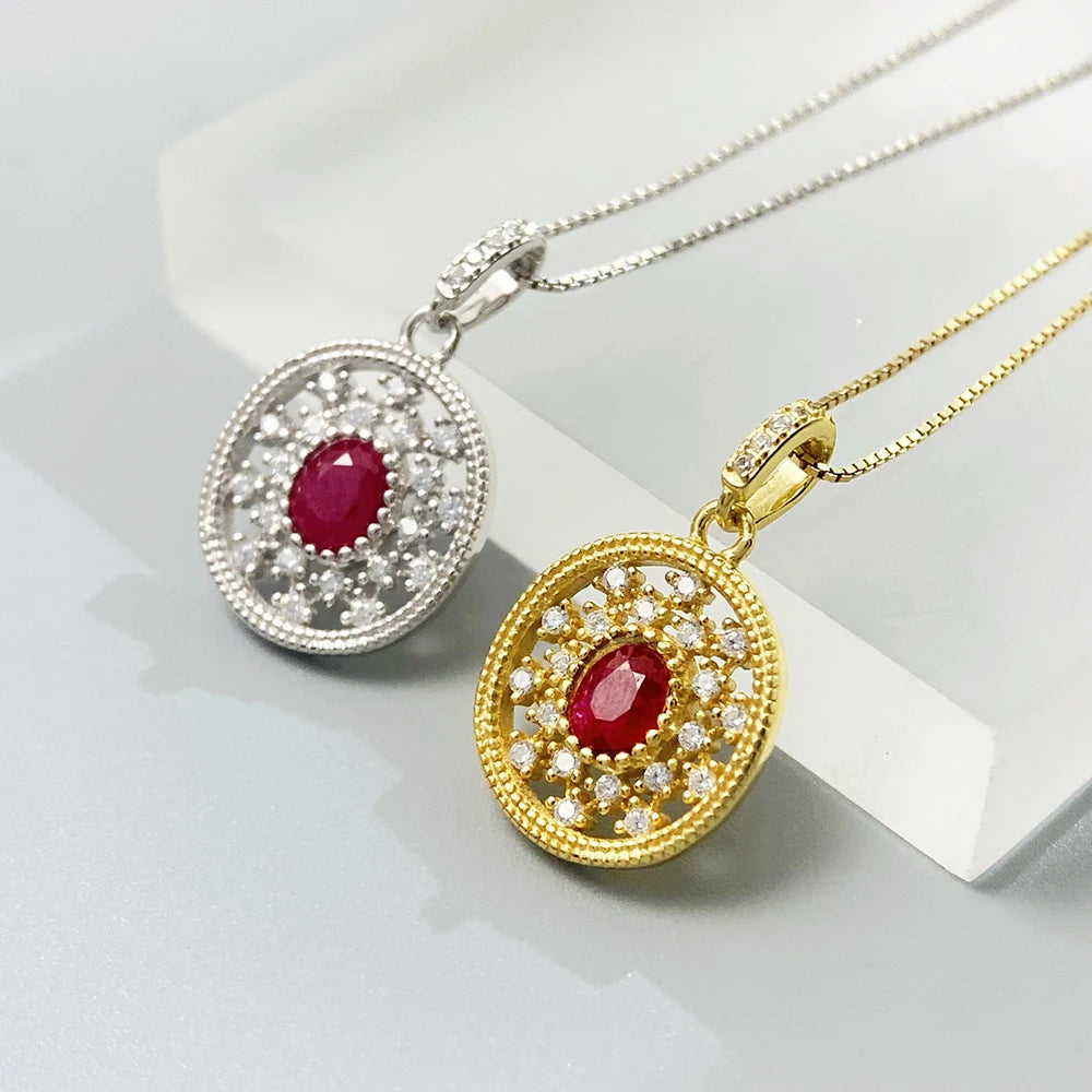 Gioiellieri Teardrop Ruby Pendant with Natural Red Gemstone for Women 925 Sterling Silver July Birthstone Fine Jewelry Elegant Wedding