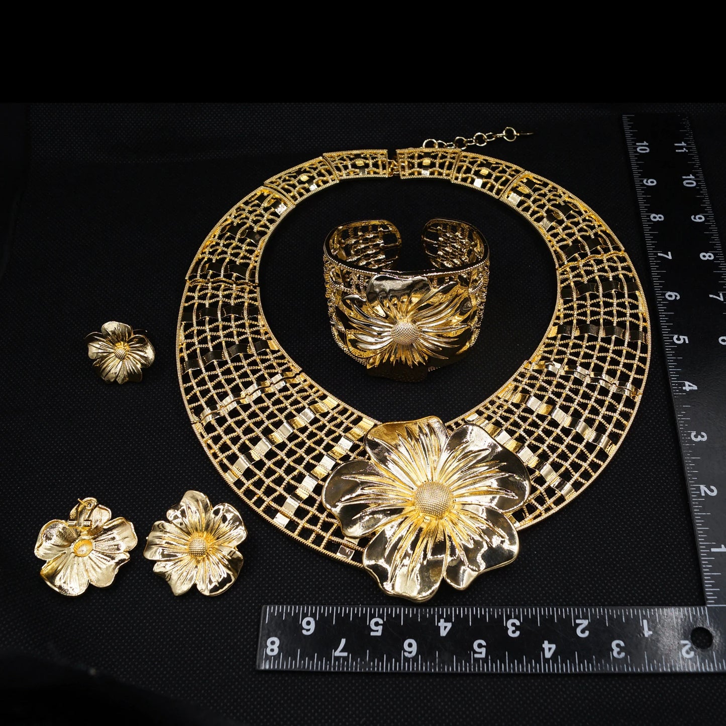 Zhuerrui New Design Italian Jewelry Set Big Flower Gold Color Sets Nigerian Ladies Clothing Party Fashion Accessories H20185