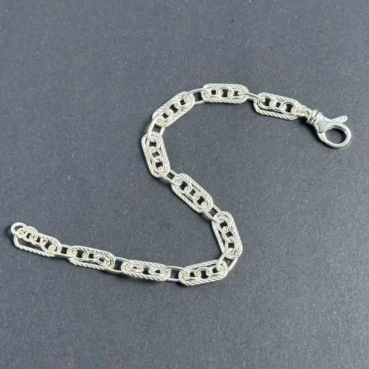 REBEL 925 Sterling Silver 6mm Hip-Hop Cross Chain Link Bracelet