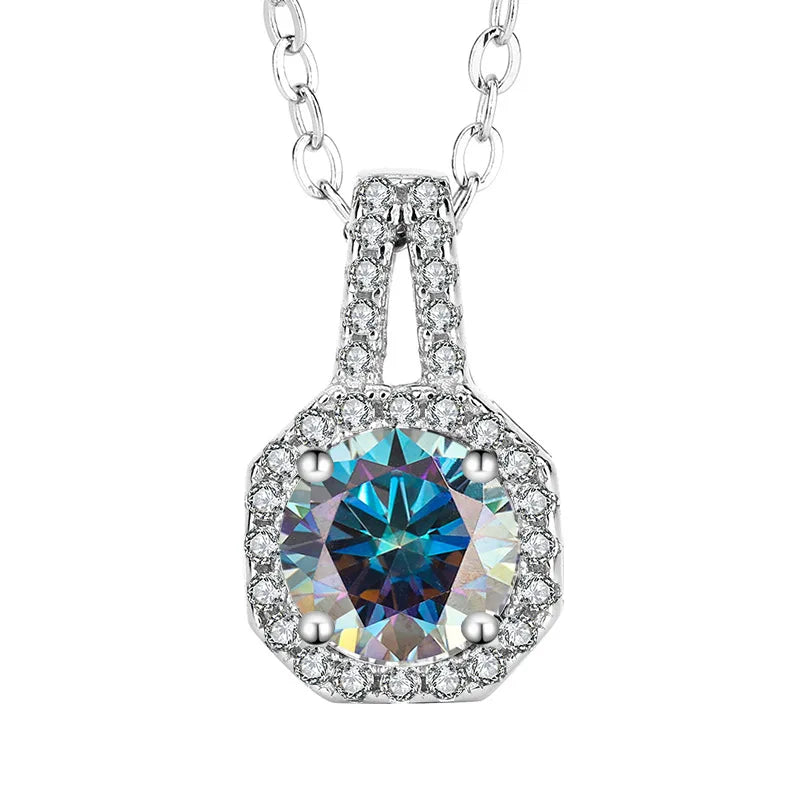 1 Ct Moissanite Square Pendant Necklace 925 Sterling Silver Necklace Luxury Fine Princess Clavicle Necklace Customizable Square