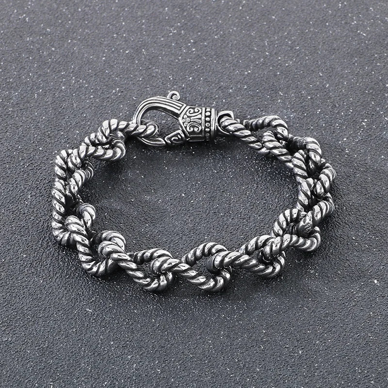 KALEN Fine Jewelry Men Gothic Bracelets Stainless Steel Rope Links Fashion Bracelets Bangles