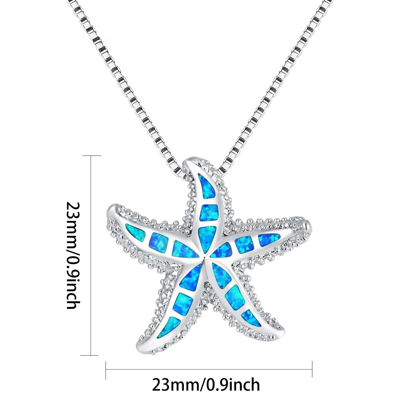 Aobao Christian Opal Silver Plated Copper Box Chain Star Minimalist Women's Necklace Gift