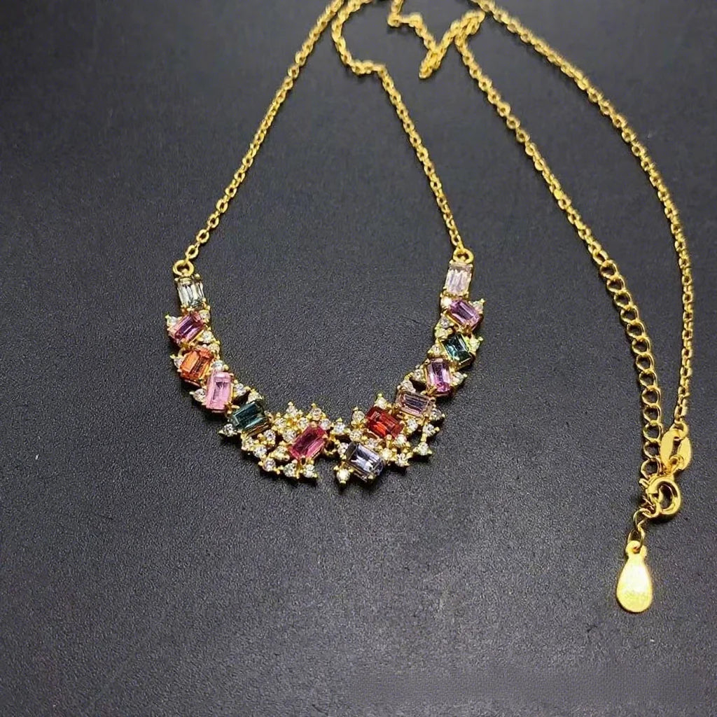 Spinel Natural Stone Necklace Bracelet-925 Silver Rhodium Plated High-End Jewelry for Women Everyday Wear-Wholesale Drop