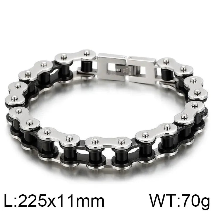 KALEN Shiny Bicycle Chain Stainless Steel Charm Necklace Mens Bracelets