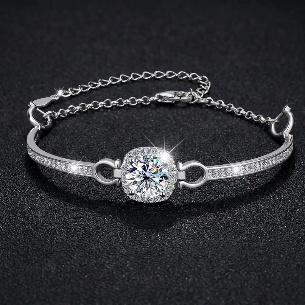 REDheart Luxury 925 Silver Jewelry Sets for Women Ladies with Moissanite Bracelet Ring Earring Necklace for Party Engagement