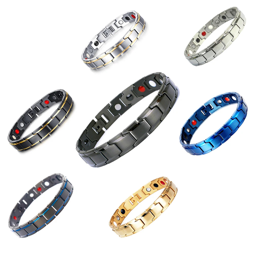 316L Stainless Steel Health Bracelet Black Gold Man's Titanium Steel Germanium Magnetic Negative Ion Woman's Bangle