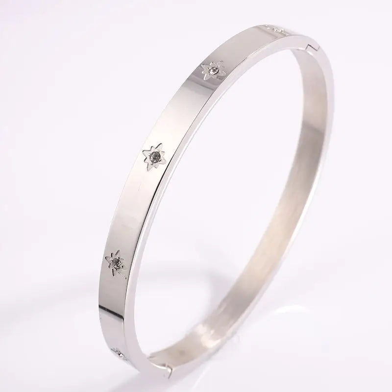 REBEL Stainless Inoxydable Stainless Steel 18K Gold Plated Roman Women Fashion Jewelry Bracelets Bangles