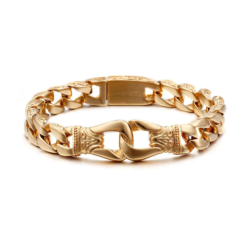 KALEN Fashion Gold Stainless Steel Charm Bracelet Men