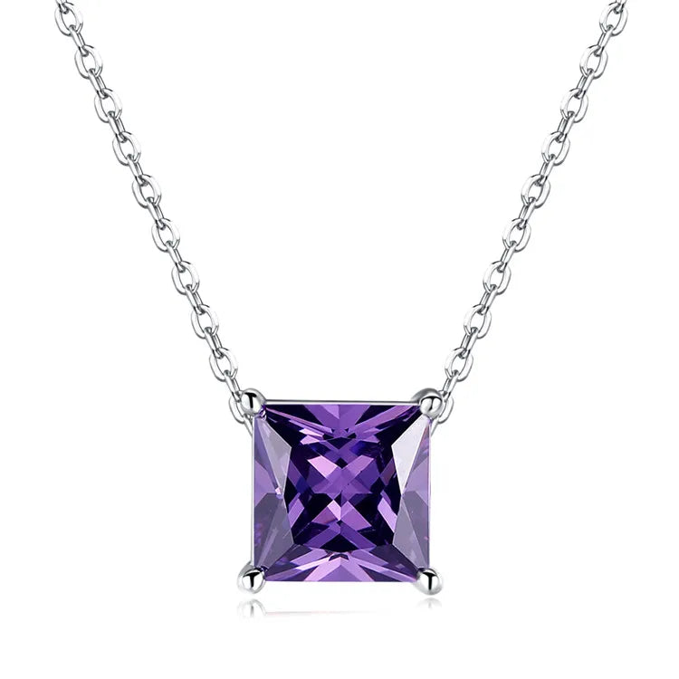 S&S 925 Silver CZ Birthstone Charm Pendant Necklace | Claw-Set Zirconia | 12 Styles