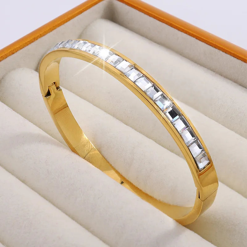 REBEL Stainless Inoxydable Stainless Steel 18K Gold Plated Roman Women Fashion Jewelry Bracelets Bangles