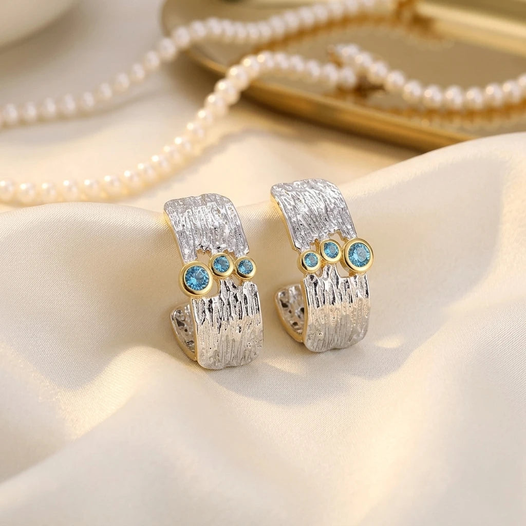 Fashion Design 925 Sterling Silver Pendant Earrings with Zircon Rhodium & 18K Gold Plated for Women