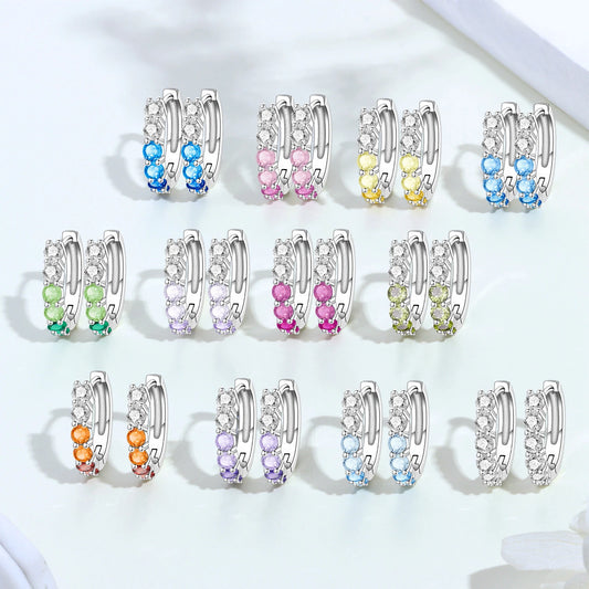 S&S Birthstone Zircon Drop Earrings | Silver Plated | S&S