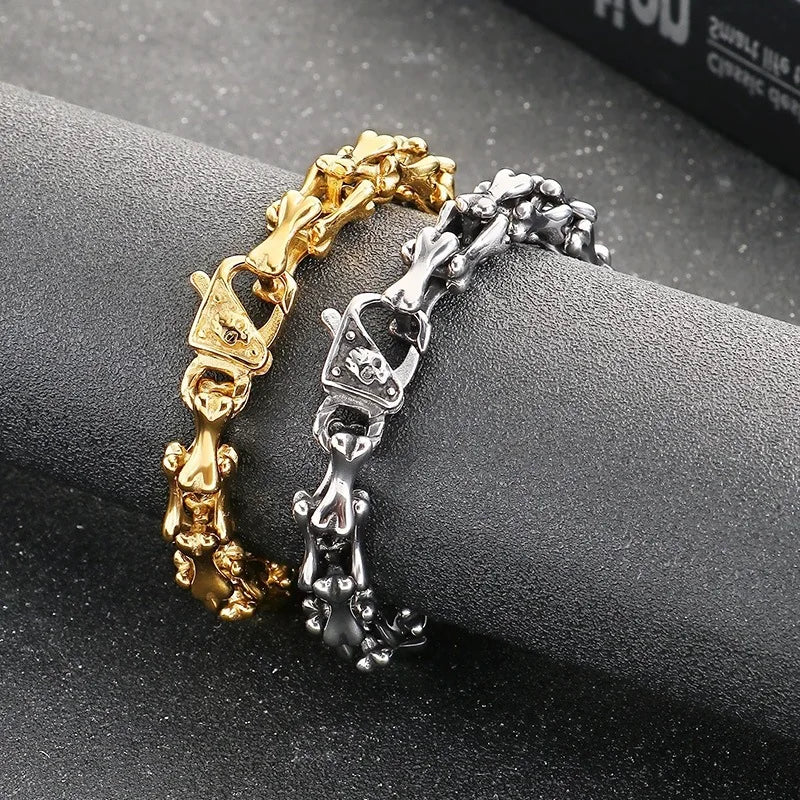 REBEL Gothic Skull & Bone Stainless Steel Bracelet