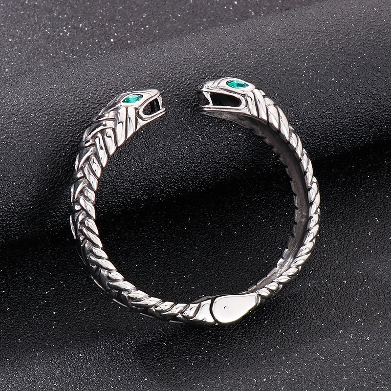 REBEL VIKING Snake Charm Cuff Bangle – Silver Stainless Steel