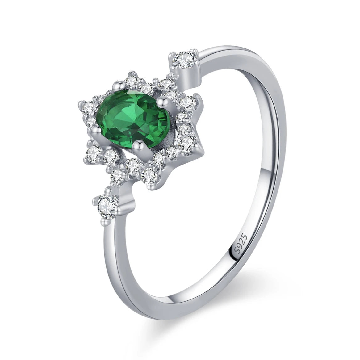 Elegant Women 925 Sterling Silver Emerald 5A 8A Cubic Zirconia Ring Promise Wedding Rings Custom Jewelry Manufacturing OEM/ODM