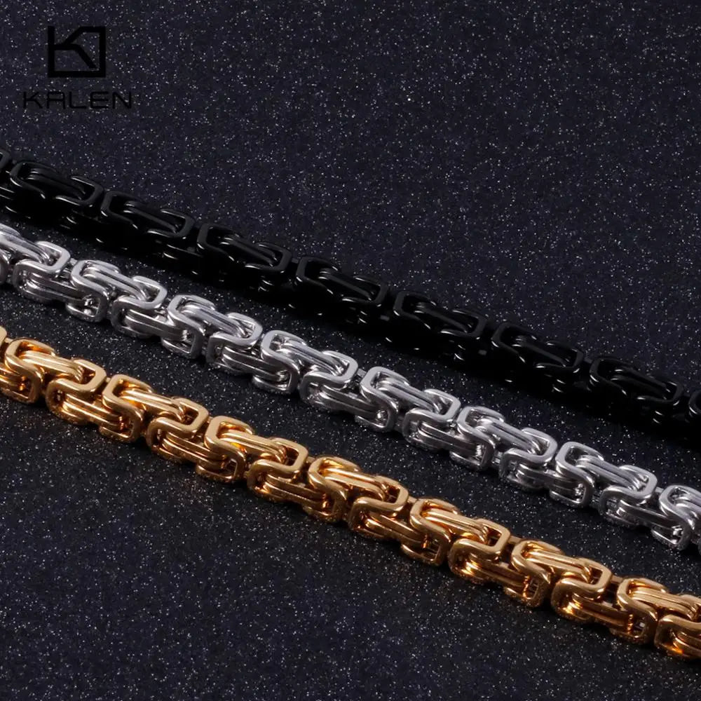 KALEN Stainless Steel Gold/Black Dragon Charm Bracelets for Men