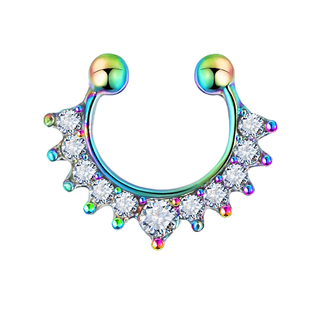 S&S Rhinestone U-Shaped Nose Ring | Crystal Nose Stud Body Jewellery