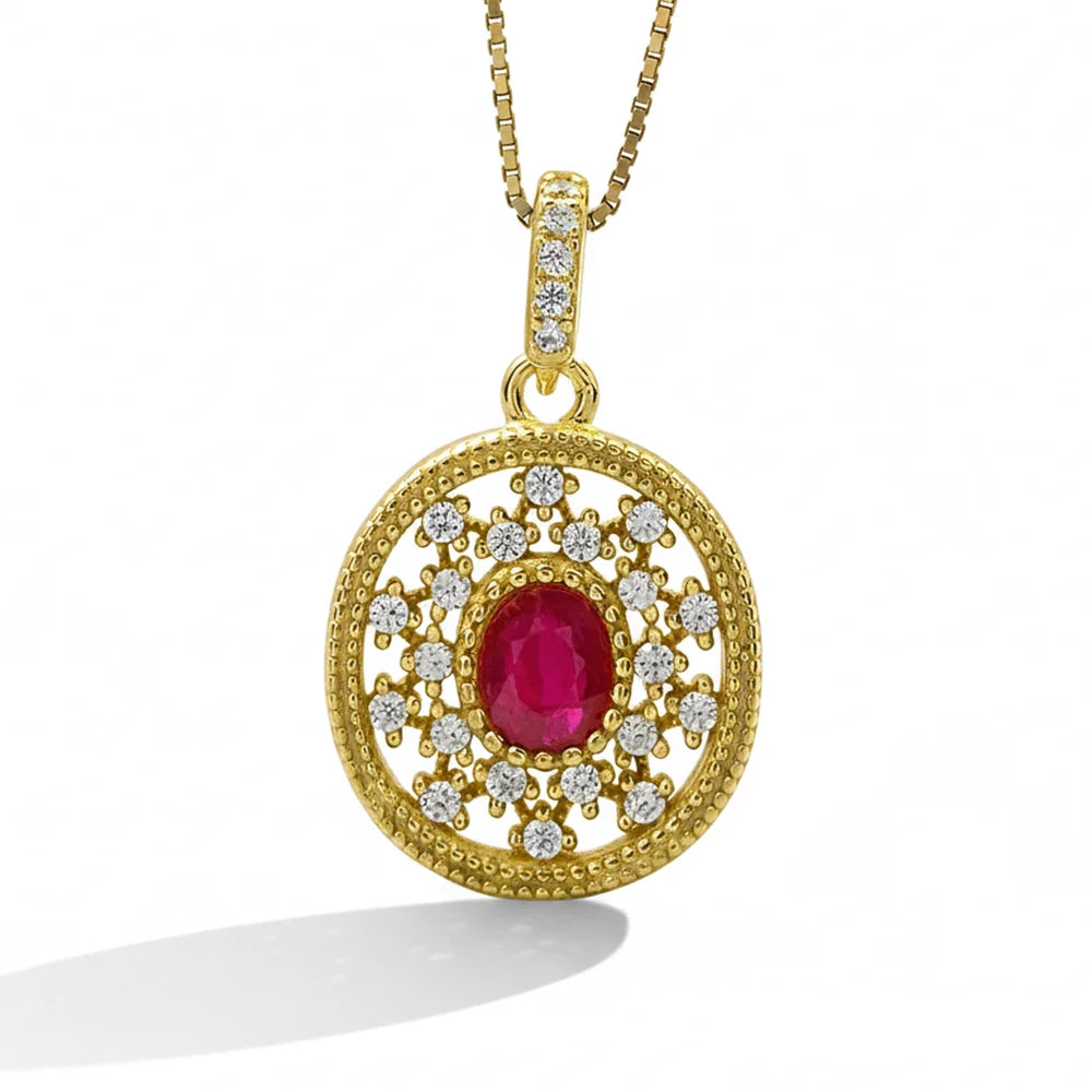 Gioiellieri Teardrop Ruby Pendant with Natural Red Gemstone for Women 925 Sterling Silver July Birthstone Fine Jewelry Elegant Wedding
