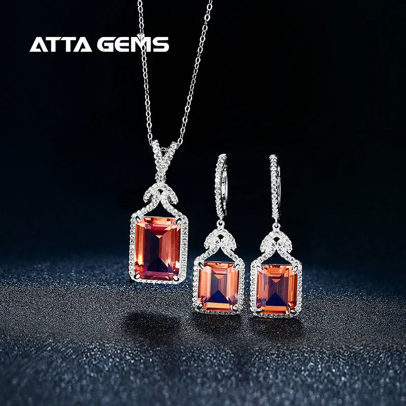 Diaspore Zultanite Gemstone Jewelry Sets for Women 925 Sterling Silver Sultanite Octagon Earrings Octagon Pendant Wedding Gift