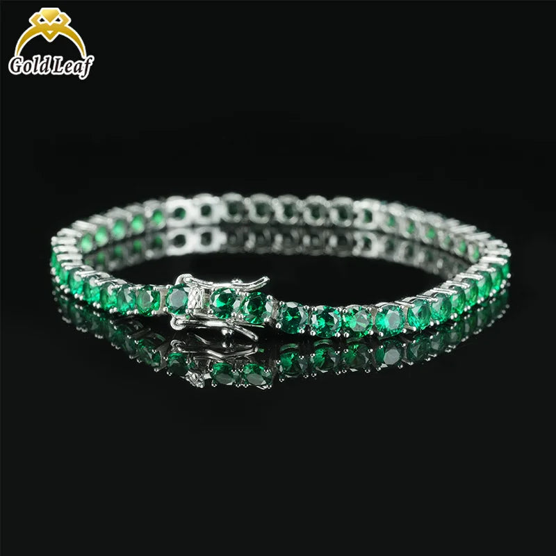 REDheart S&S Hot Sale Trendy Wedding Red Blue Green Four Claws Tennis Bracelet & Necklace Set 925 Sterling Silver White Gold Plated