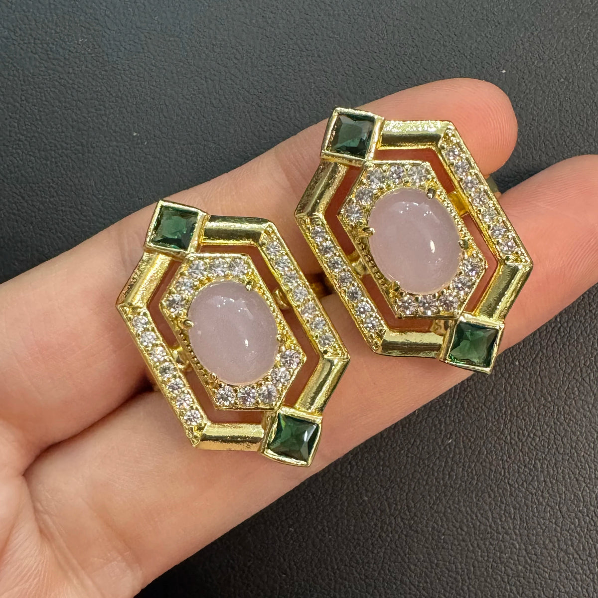 XOTICA TIANSHE 2026 New Style Luxury Vintage Art Deco Pink Jewelry 3Pcs Set Bracelet Earrings & Ring for Women