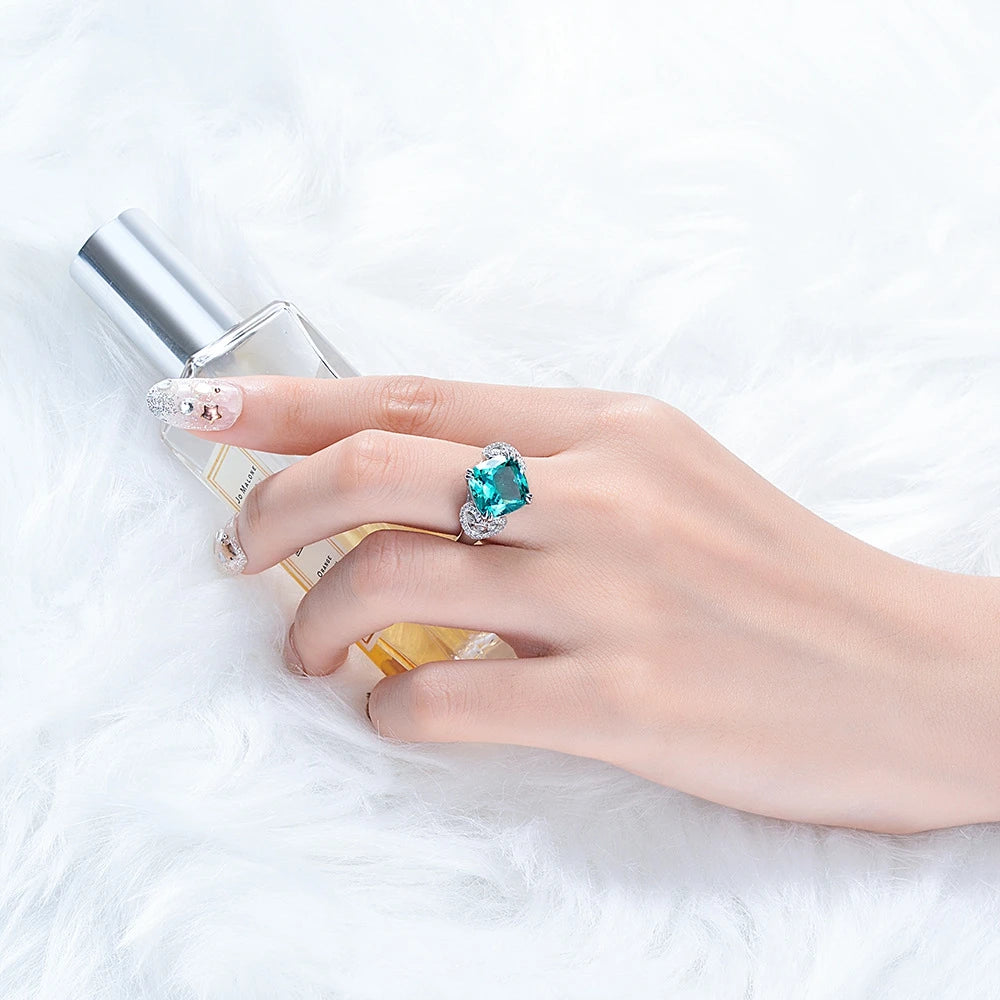 MuShan Jewelry Factory 5ct Square 10*10 High Carbon Diamond Ring With Exquisite European and American Style 925 Silver Ring