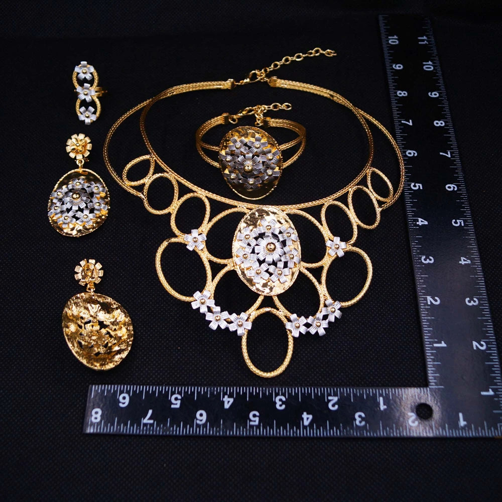 Zhuerrui 18K Gold Plated Personalized Fashion Jewelry Set Nigerian Swirl Pattern Jewelry Party Gold Wire Accessories X0004630