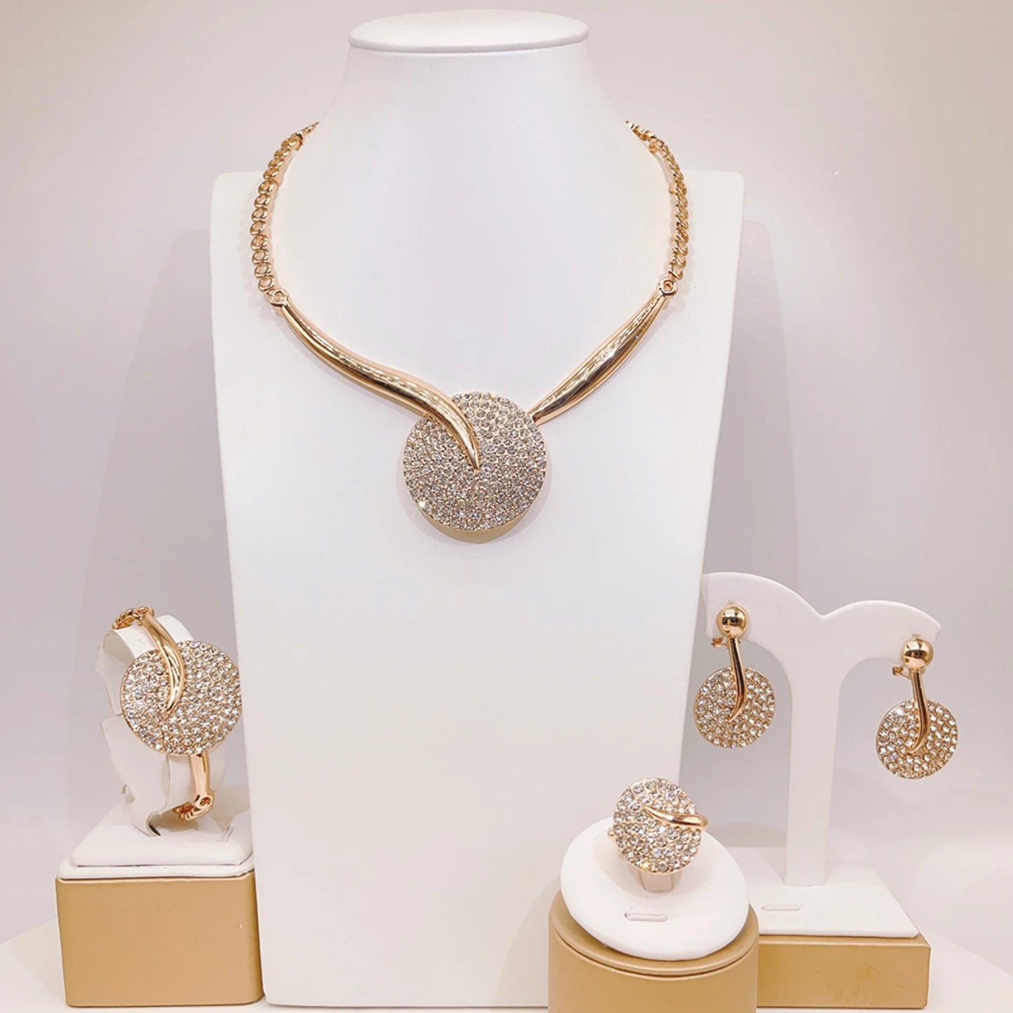 Zhuerrui Customized African Gold Jewelry Sets Simple Silver Bead Necklace Jewelry Set High Quality Bridal Wedding Gift HC23192