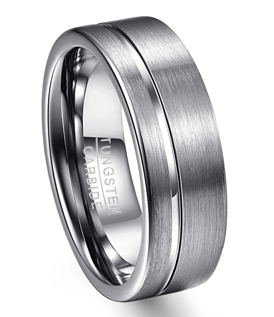 NEWLiFE REBEL Gesture Wave 8mm Ring in Tungsten