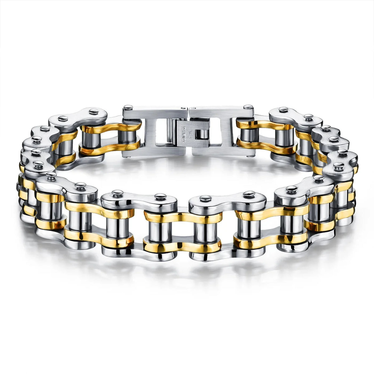 REBEL GOLDIX 316L Stainless Steel Punk Biker Bracelet for Men Fashion Charm Bike Bicycle Chain Hombre Pulsera Acero Inoxidable
