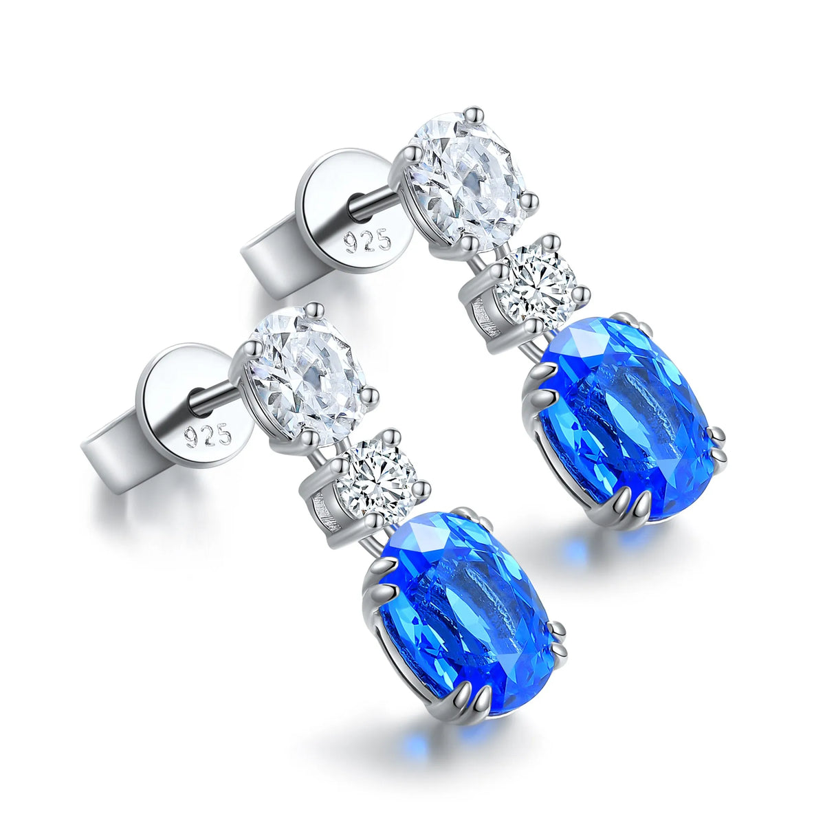Gemfiori Anster High Quality S925 Lab Grown Cobalt Spinel Earring Stud Dainty Gemstone Stud Earrings for Women Daily Wear Gift
