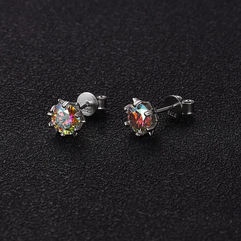 ArtistA Factory Jewelry 0.3-1CT Sparkling Round Moissanite Snowflake-Claw-Set Butterfly-Clutch 925 Silver Everyday Elegance Stud Earring