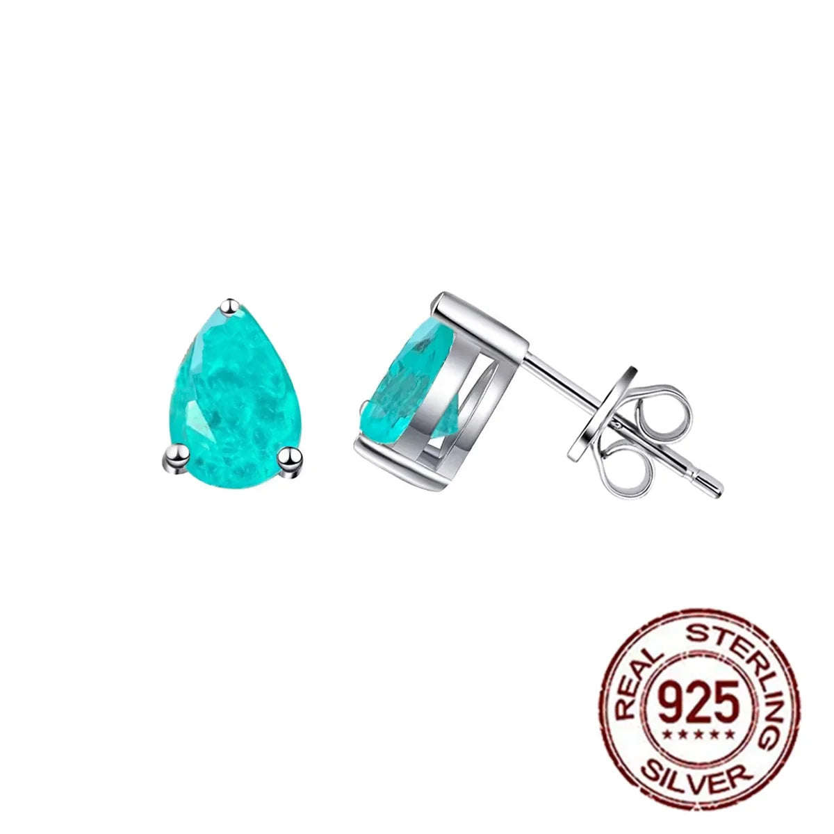 S&S 925 Sterling Silver Paraiba-Style CZ Stud Earrings – 6 Shapes – Collection