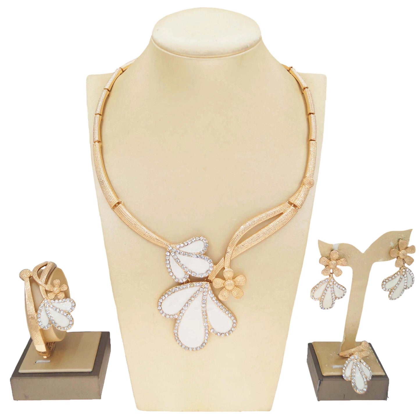 Zhuerrui Charm Clothing Jewelry Set French Romantic Trend Diamond Flowers Girls Coming-of-age Party Bracelet NecklaceHC24026214