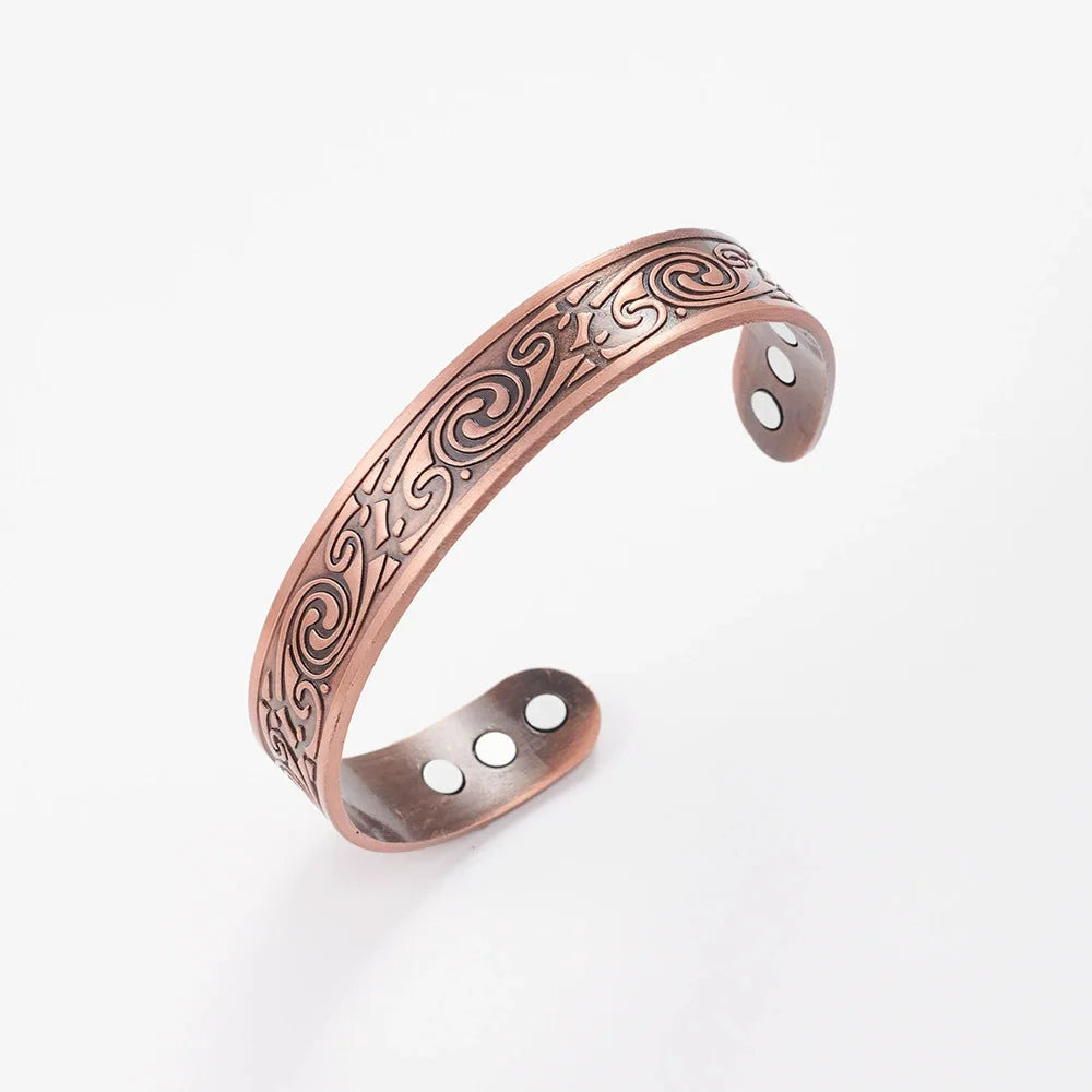 Vintage Magnetic Bracelet, Adjustable Open Cuff with Celtic Knot Design, for Men & Women