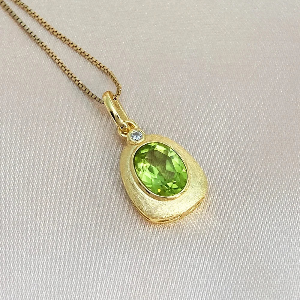 Gioiellieri Retro Vintage Peridot Pendant Necklace 925 Sterling Silver Natural Green Gemstone Jewelry Boho Hippie Style For Women Charm