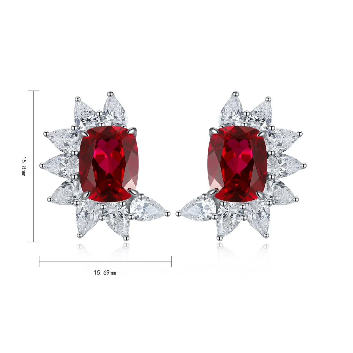Gemfiori Anster High Quality S925 Lab Grown Ruby Earring Stud Dainty Gemstone Stud Earrings for Women Daily Wear Gift