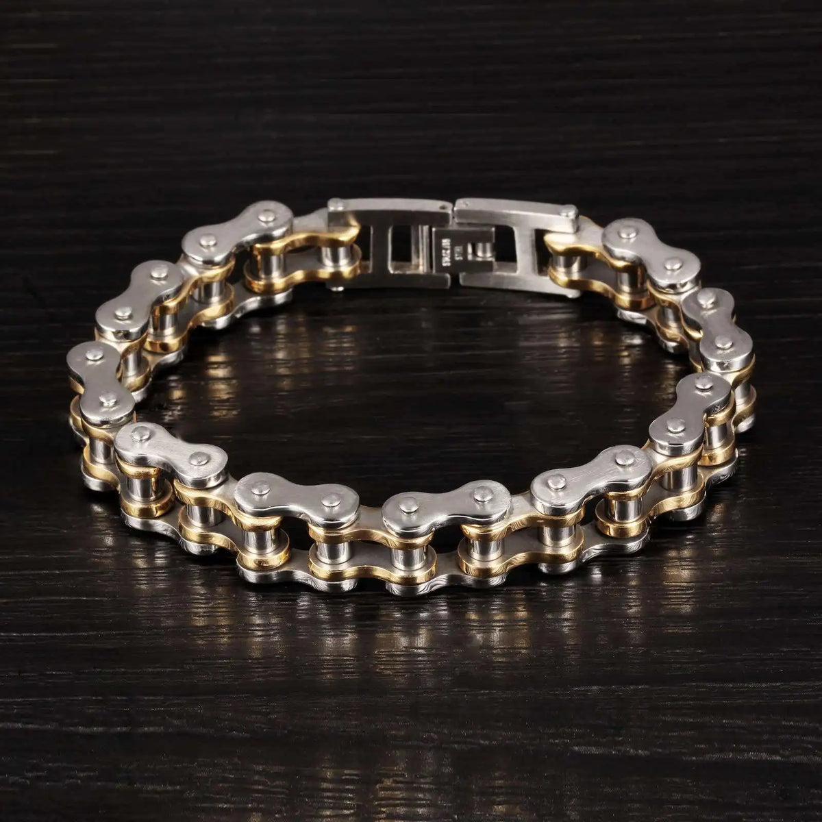 REBEL Punk Stainless Steel Motorcycle Bike Chain Bracelet for Men