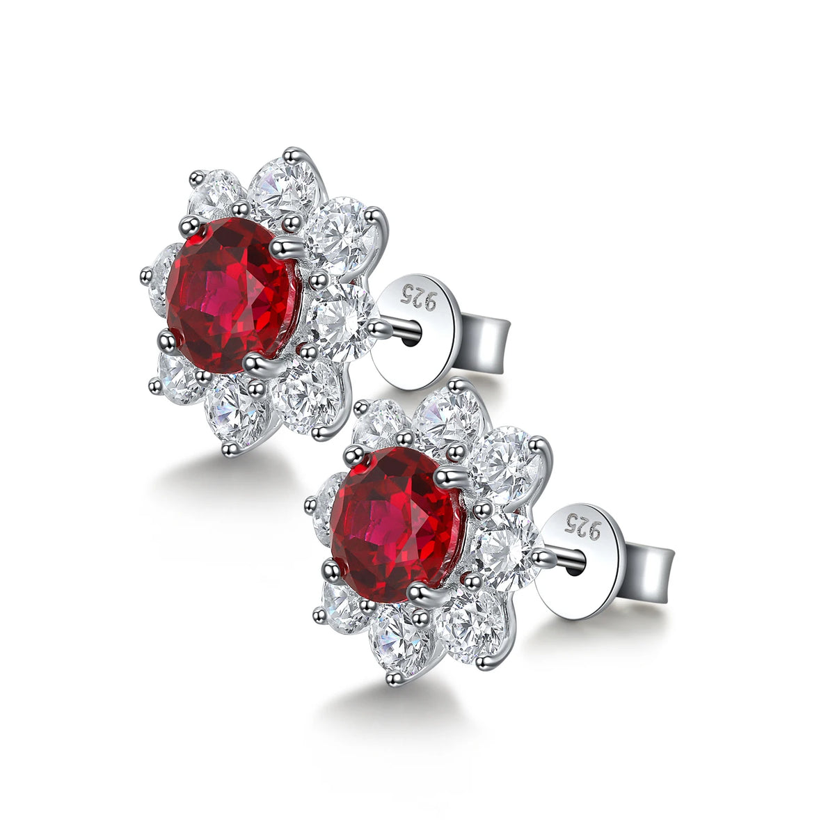 Gemfiori Anster High Quality S925 Lab Grown Ruby Earring Stud Dainty Gemstone Stud Earrings for Women Daily Wear Gift